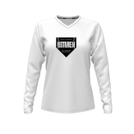 [CUS-DFW-TEES-CMF-VNK-LSL-WHT-FYXS-LOGO1] Decker Comfort T-Shirt (Female Youth XS, White, V Neck, Logo 1, Long Sleeve)