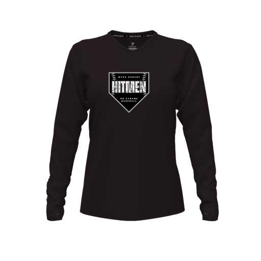 [CUS-DFW-TEES-PER-VNK-LSL-BLK-FYXS-LOGO1] Decker Performance T-Shirt (Female Youth XS, Black, V Neck, Logo 1, Long Sleeve)