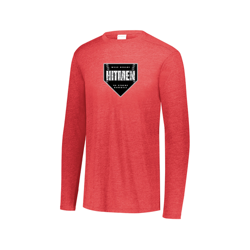 [3075.V96.XS-LOGO1] Decker Men's Tri-Blend T-Shirt - Long Sleeve (Adult XS, Red, Logo 1)